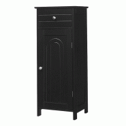 Armoire de salle de bain étroite COSTWAY, armoire de salle de bain indépendante avec tiroir et étagères réglables - noir TI88594NW