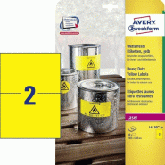 AVERY 40 étiquettes ultra-résistantes Laser jaunes, format 210 x 148 mm (20 feuilles / cdt) - 4004182049730