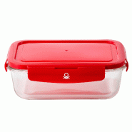 Benetton - Récipient hermétique rectangulaire 840 ml en verre borosilicate - rouge verre BE217