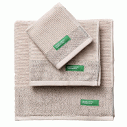 Benetton Set 3Pcs Serviettes de Bain (30X50+50X90+70X140Cm) 450 Gsm 100% Coton Beige - beige BE025