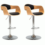 Chaises de bar lot de 2 noir bois courbé et similicuir Modèle Atlas Signature Plus - marron 3052715