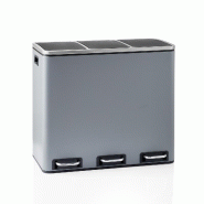 Collecteur de déchets / système de tri des déchets Clean 9 - 54L (3x18L) acier gris foncé hjh OFFICE - gris acier 741118