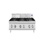 Cuisinière à gaz à 6 brûleurs en acier inoxydable. Brûleurs 3x3,5+3x7 kw avec flamme pilote. Dimensions LxLxH 120x70x54,7 cm. Modèle AT7G6B-C-1 - 4187