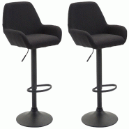 Décoshop26 - Lot de 2 tabourets de bar moderne et confortable en tissu noir pieds trompette en métal noir TDB10229 - noir 3000891169609