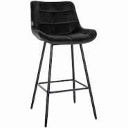 Décoshop26 - Tabouret de bar x1 avec repose-pieds revêtement en velours noir piètement à quatre pieds en métal noir 10_0005466 - noir 3000252660356 Décoshop26 - Tabouret de bar x1 avec repose-pieds revêtement en velours noir piètement à quatre pieds en métal noir 10_0005466 - noir 3000252660356