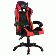 Helloshop26 - Chaise fauteuil siège pivotante de bureau informatique étude de jeux vidéo avec LED RVB et similicuir multicolore 02_0024214 - polyes
