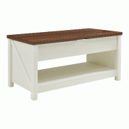 Helloshop26 - Table basse console d'appoint 110 x 55 x 54 cm effet noyer blanc 03_0010802 - 3000225419998