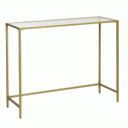 Helloshop26 - Table console table d'entrée  100 x 35 x 80 cm  bout de canapé dessus de table en verre trempé cadre métallique 12_0007520 - métal