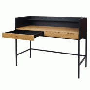 Mendler Bureau HWC-J79, Table de bureau Table d'ordinateur Table de travail, tiroir 120x50cm bois métal ~ aspect chêne - marron Bois massif 86645+83