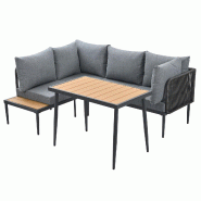 Merax salon de jardin, 5 personnes, 3-pièces, tressage corde, gris - gris métal N634P0009G
