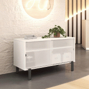 Meuble de service avec portes coulissantes - anthracite, blanc pastel, blanc_0