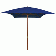 Parasol de jardin avec mât en bois bleu 200x300 cm Modèle Zephyr Jardin - 313761