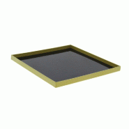 Plateau carton carré noir bords kraft 27x27x1,8cm - par 60