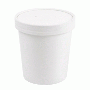 Pot à soupe + couvercle en carton blanc 480ml Ø9,5/7,5x10cm - par 250