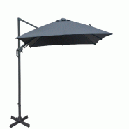 Proloisirs Parasol Déporté 3X3 m/8 baleines NH20 Inclinable Orientable Manivelle - Grey - gris aluminium Y297