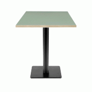 RestooTab - Table Milan T 60x60cm vert celadon chants couleur bois - vert fonte TB-MIT-6060M-VER.CEL-BOI