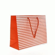 Sac papier bicolore orange et blanc 25+10x20cm - par 12