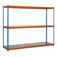 SimonRack Rayonnage industriel, 2000x1500x600 mm, 400 kg au point de flexion, 3 étagères métalliques, Bleu/Orange/Galvanisé- Ecoforte - orange mé