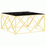 VidaXL Table basse doré 80x80x40 cm acier inoxydable et verre Modèle Épure Pro - 349972