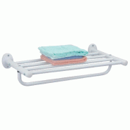 WellHome - Étagère avec porte-serviettes 2 en 1 en métal couleur blanche 50,5x30,3x12,7cm - blanc métal WH17007_0