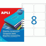 Apli 160 étiquettes polyester transparentes, format 99,1 x 67,7 mm (20 feuilles A4 / cdt) - 3270241190250