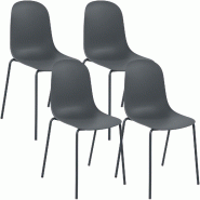 CLP Lot de 4 chaises empilables Hardin Plastique HBT: 85x51x55 cm Gris foncé - gris 328904