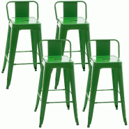 CLP Lot de 4 tabourets de bar Mason Vert - vert métal 312914