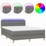 Décoshop26 - Lit 140x200 cm avec cadre LED, sommier, tête de lit réglable et matelas en tissu gris foncé - TDL0208362 - gris Décoshop26 - Lit 140x200 cm avec cadre LED, sommier, tête de lit réglable et matelas en tissu gris foncé - TDL0208362 - gris