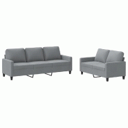 Ensemble de canapés 2 pcs avec coussins Gris clair Tissu Modèle Quartz Horizon - 8721012064270