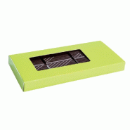 Étui tablette chocolat vert anis intérieur or 16x8x1.5cm - par 50 - Ref 55720/55721