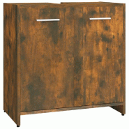Helloshop26 - Armoire de bain élégante design épuré rangement salle de bain 60 x 33 x 60 cm en bois d'ingénierie chêne fumé 02_0048177 - Bois m