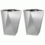 Helloshop26 - Lot de 2 jardinières rectangulaires modernes 50 x 50 x 75 cm design chic extérieur en acier galvanisé argent 02_0053045 - acier 30002