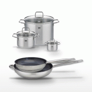 Lot 2 Poêles 28/32cm & 3 Faitouts 12/20/26cm Elo Profi Therm Platinum - gris inox 3176239953145
