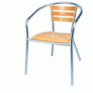 Lot de 4 fauteuils empilables en frêne et aluminium - intérieur et extérieur Lot de 4 fauteuils empilables en frêne et aluminium - intérieur et extérieur