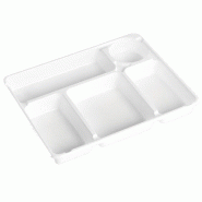 Plateau repas 5 compartiments + couvercle 285x225x32mm par 200 pièces JORIDEAL - blanc plastique 3519400999021