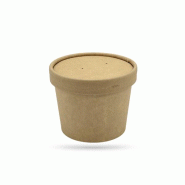 Pot alimentaire Gamme Kraft Brun 340 ml (12 oz) avec couvercle 9 X 7.3 X H.9 cm (25 U) - en carton C4F726B