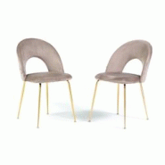 RATTATAN Lot de 2 chaises d’intérieur MARGOT en velours avec dossier galbé et pieds en métal, élégantes et modernes pour la maison et les resta RATTATAN Lot de 2 chaises d’intérieur MARGOT en velours avec dossier galbé et pieds en métal, élégantes et modernes pour la maison et les resta