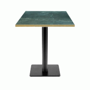 RestooTab - Table Milan T 60x60cm décor marbre jade chants couleur laiton - vert fonte TB-MIT-6060M-MB.JAD-LAI