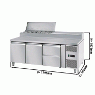 Saladette réfrigérée à capot - 2 portes GN 1/1, 2 tiroirs avec 8 bacs GN 1/3