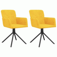 VidaXL Chaises pivotantes à manger lot de 2 Jaune Velours Modèle Elmorin - 344797XL