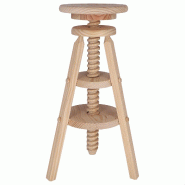 Aranaz MUEBLEAR - Tabouret pivotant haut en pin non verni - beige 17004