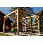 Auvent veneto bois + ventelles mur - 12,20 m2 - dimensions 3,39 m x 3,60 m