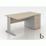 Bureau vague Sigma avec caisson - Mobel Linea - 160, Blanc, Gauche, 3 tiroirs_0