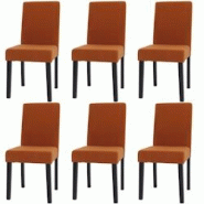 Décoshop26 - Lot de 6 chaises de salle à manger dossier haut en tissu velours côtelé terre cuite pieds foncés 04_0007643 - 3000262214754 Décoshop26 - Lot de 6 chaises de salle à manger dossier haut en tissu velours côtelé terre cuite pieds foncés 04_0007643 - 3000262214754