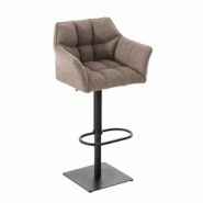 Décoshop26 - Tabouret de bar chaise haute de comptoir couture carrées assise en tissu marron terre cadre en métal noir 10_0004698 - marron 30002522 Décoshop26 - Tabouret de bar chaise haute de comptoir couture carrées assise en tissu marron terre cadre en métal noir 10_0004698 - marron 30002522