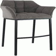Décoshop26 - Tabouret de bar x1 assise enveloppante capitonnée en velours côtelé taupe avec structure à 4 pieds en métal noir 10_0006285 - noir