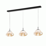 Fabas Luce Suspension Led Deva 42 W À Température De Couleur Variable, Structure En Métal Et Verre Borosilicate Ambré, Ip20 - Collection Deva - or
