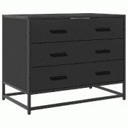 Helloshop26 - Armoire à tiroirs style industriel 70 x 41 x 56 cm avec 3 grands tiroirs déco moderne en bois d'ingénierie noir 02_0049635 - noir mé
