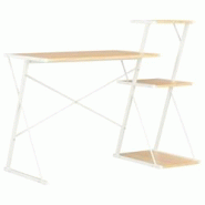 Helloshop26 - Bureau table poste de travail meuble d'ordinateur informatique étude avec étagère et chêne 116 x 50 x 93 cm blanc 02_0023477 - 30002 Helloshop26 - Bureau table poste de travail meuble d'ordinateur informatique étude avec étagère et chêne 116 x 50 x 93 cm blanc 02_0023477 - 30002
