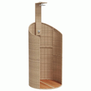 Helloshop26 - Douche d'extérieur beige 100 x 100 x 241,5cm poly rotin bois acacia beige 02_0042030 - beige métal 3000213589238